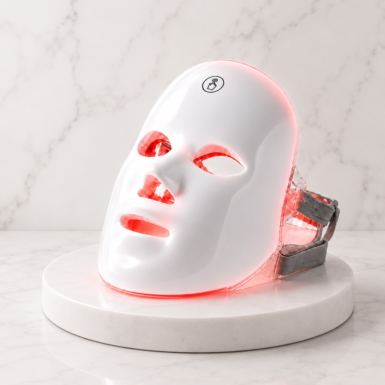 Auveni LED red light therapy face mask, front view, white background